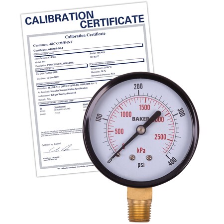 Baker Instruments LVBNA-400P Pressure Gauge, 0-400 PSI,  LVBNA-400P-NIST
